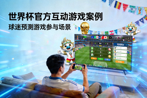 世界杯官方互动游戏案例封面 - 球迷在屏幕前参与预测游戏